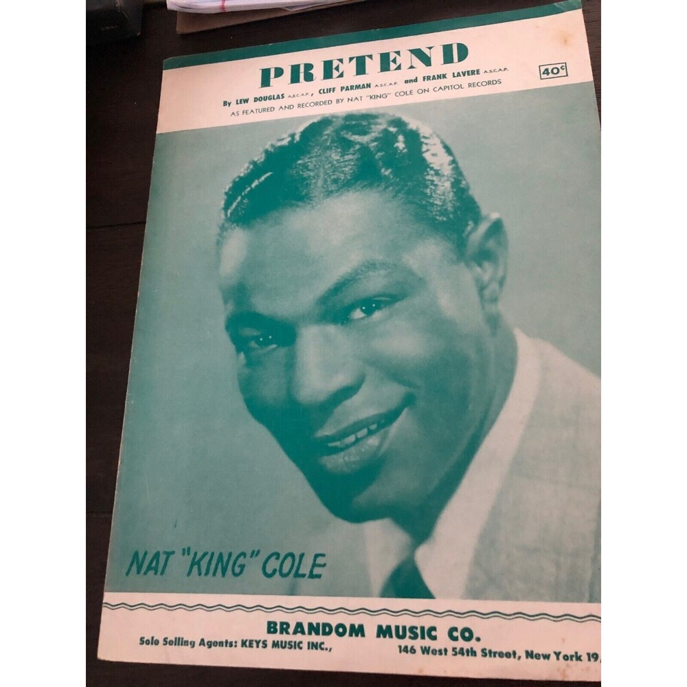 PRETEND Douglas/Parman/LaVere 1952 NAT "KING" COLE Vintage Sheet Music